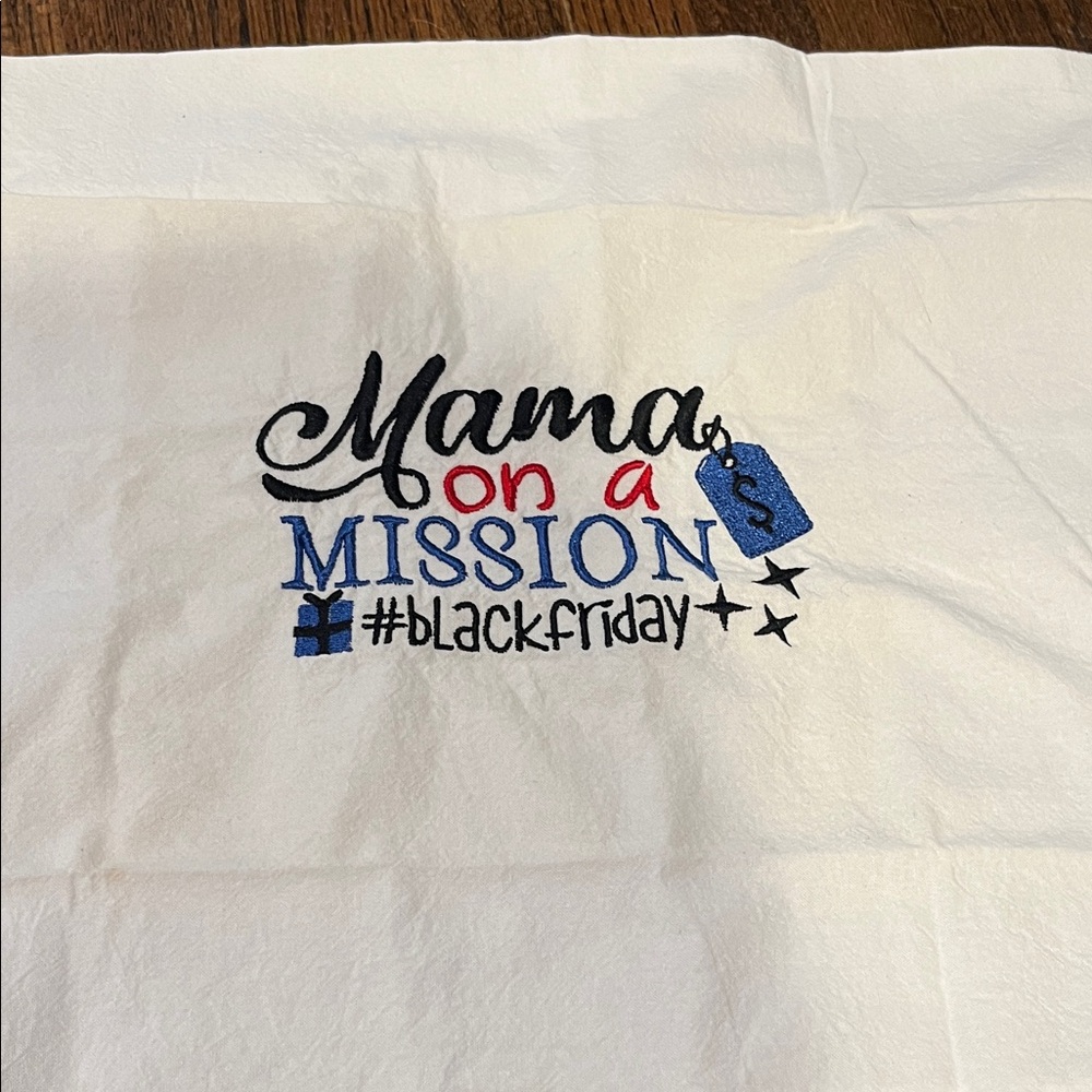 Mama on a Mission Black Friday Accent Pillow Cover - Blue, Black, Red on in